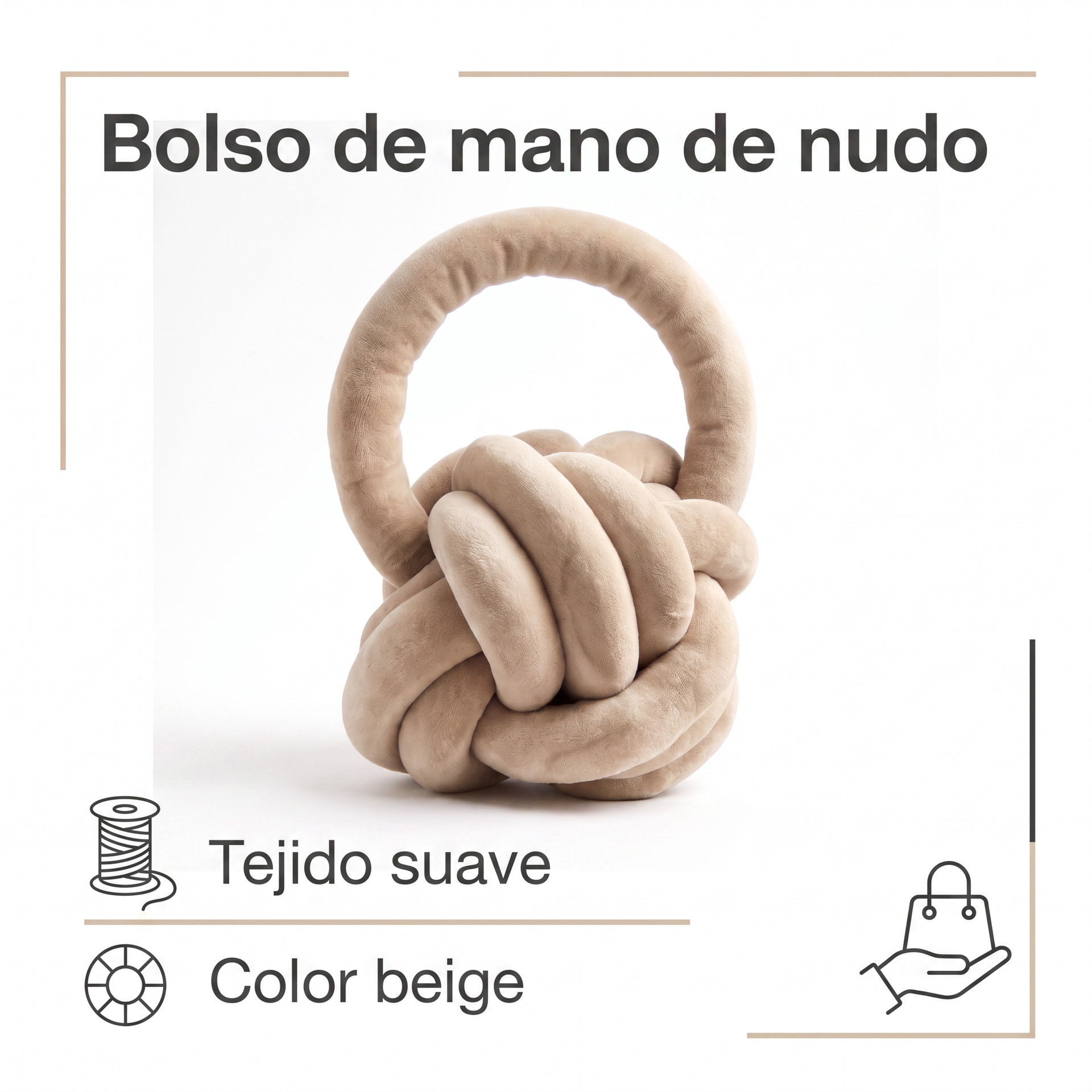Bolso de Mano de Nudo Beige