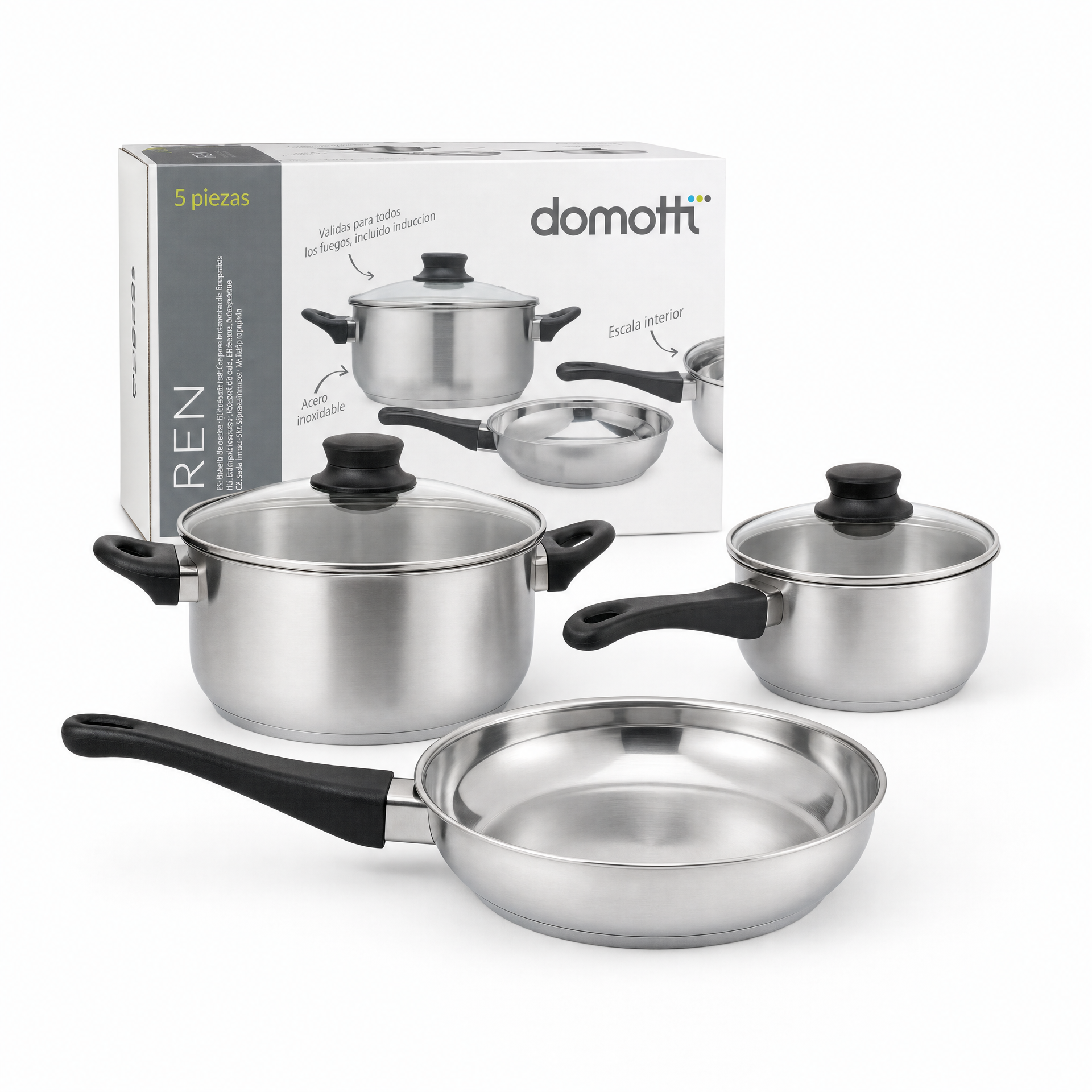 Domotti Ren Set de Cocina de Acero Inoxidable 5 Piezas