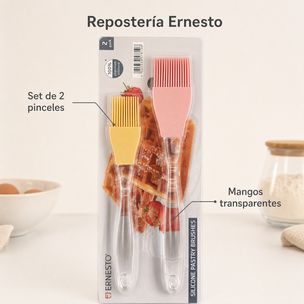 Ernesto set de 2 pinceles de repostería de silicona aptos para lavavajillas