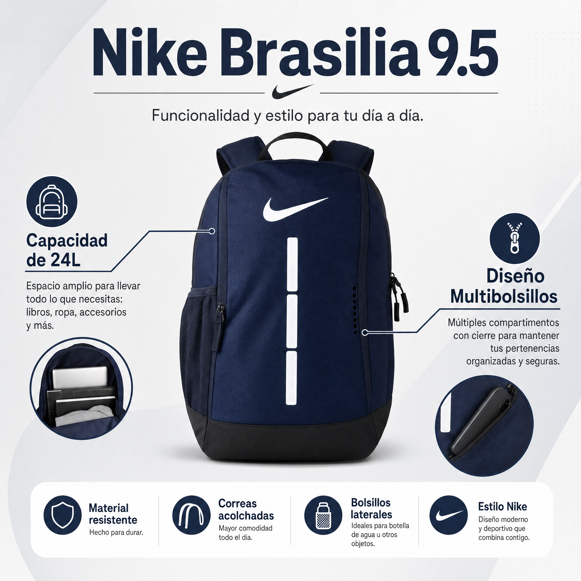 Mochila Nike Brasilia 9.5 Azul Marino
