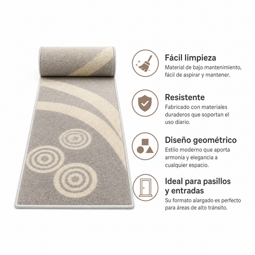 Alfombra Pelo Corto Pasillera Geometrica