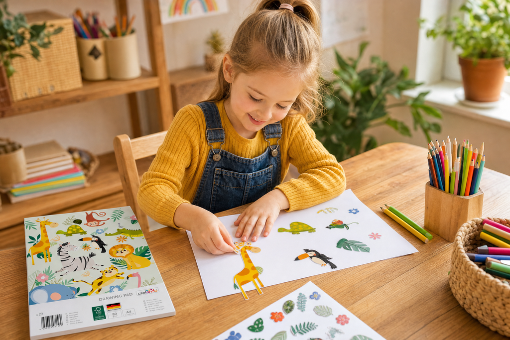 Crelando Pegatinas infantiles temática Safari, fáciles de despegar y pegar