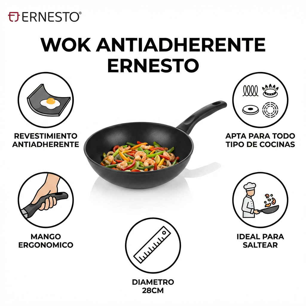 Wok Antiadherente Ernesto 28cm