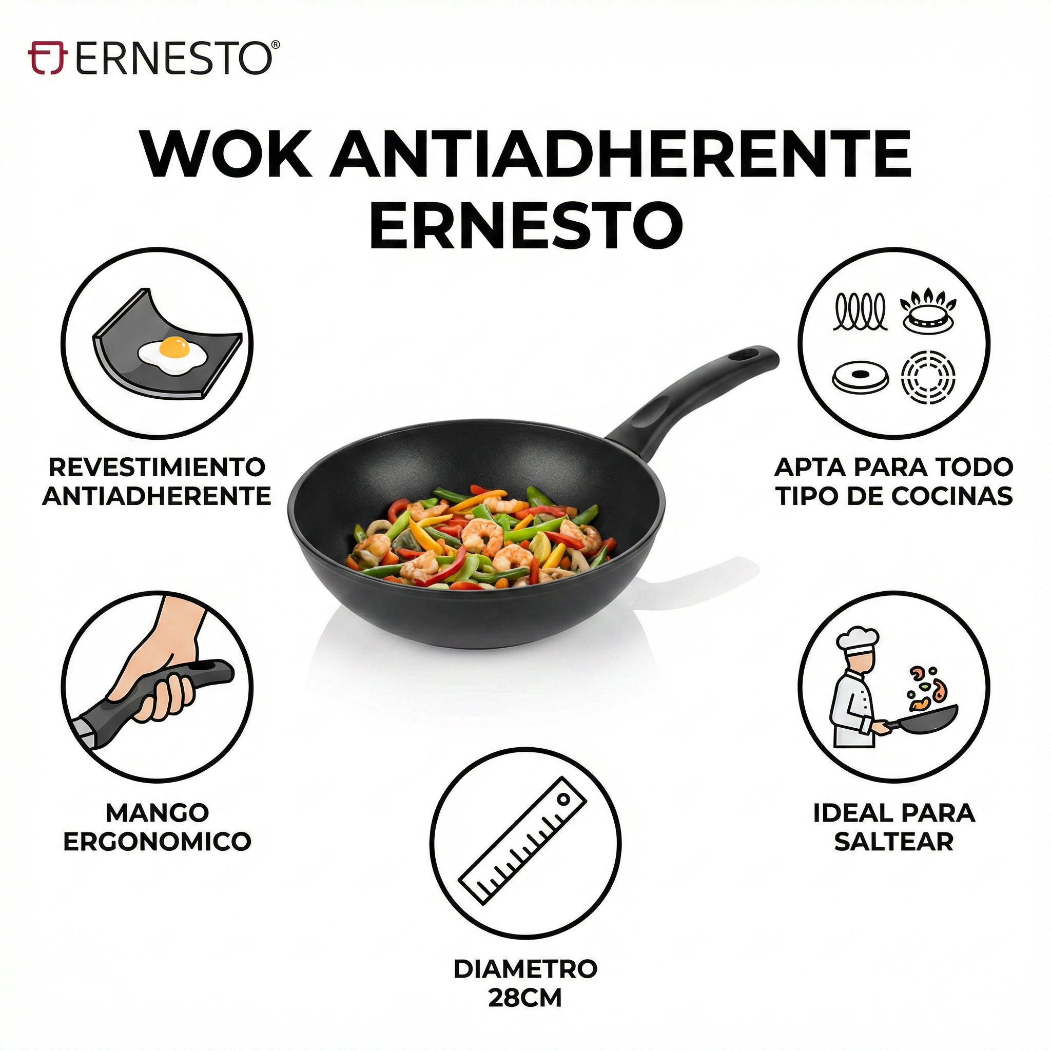 Wok Antiadherente Ernesto 28cm