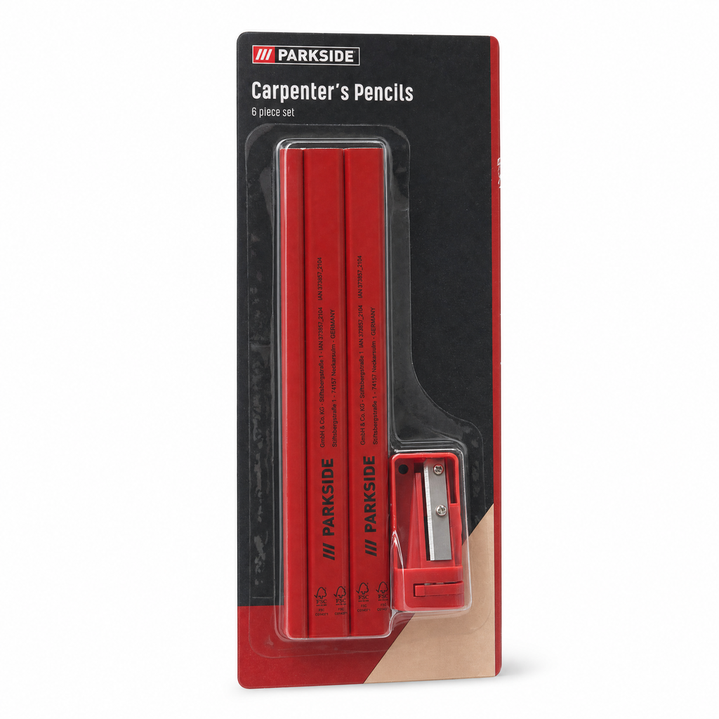 Parkside Set de 6 Lápices de Carpintero con Sacapuntas