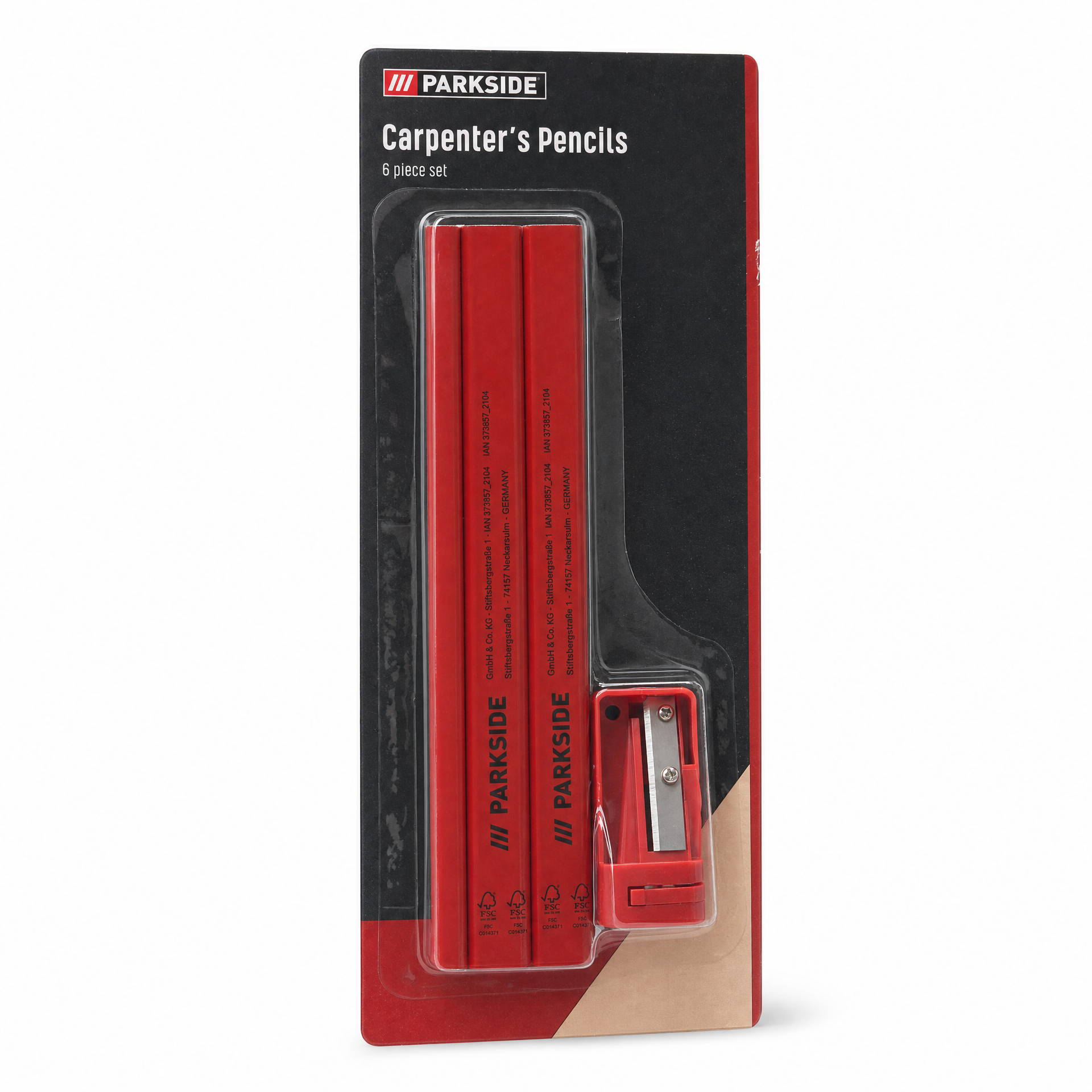 Parkside Set de 6 Lápices de Carpintero con Sacapuntas