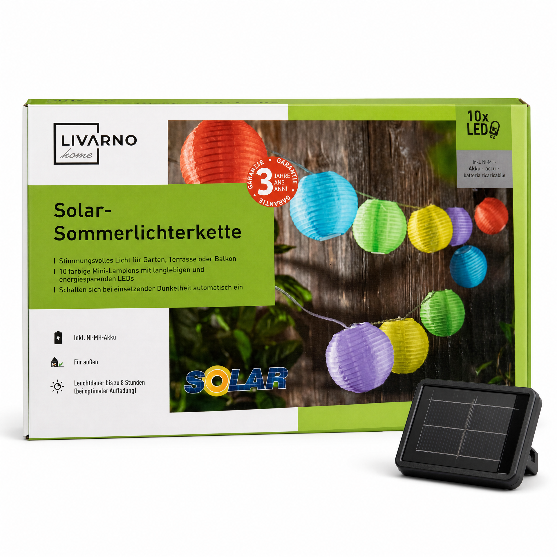 Livarno Home Guirnalda Solar de Verano, 10 Farolillos