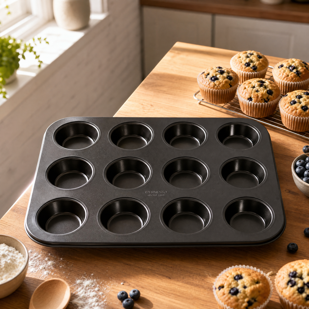 Ernesto Molde para 12 muffins en acero con revestimiento ILAG Special