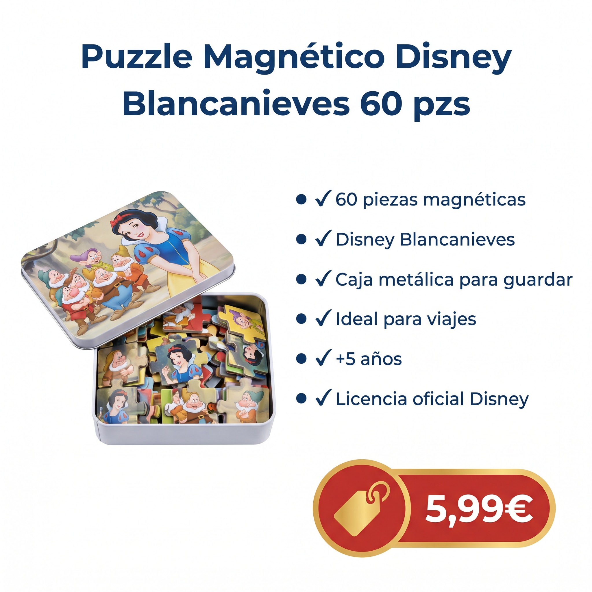 Puzzle Magnético Disney Blancanieves — 60 Piezas