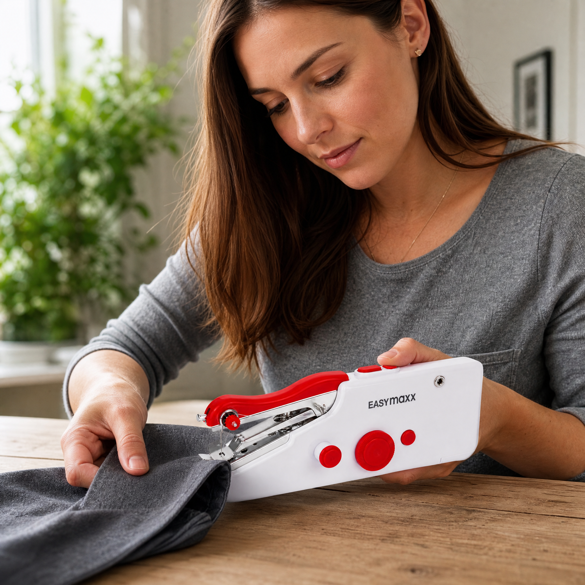 Máquina de coser manual portátil para reparaciones menores con set de piezas