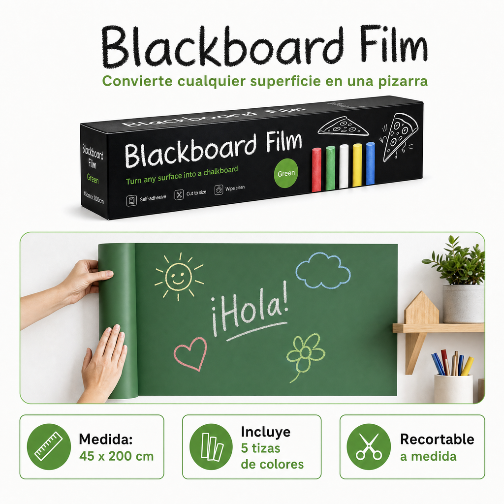 Blackboard Film lámina con acabado pizarra verde para tiza
