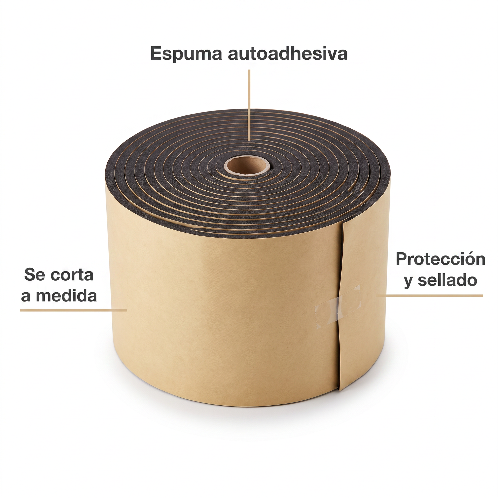 Rollo de Espuma Aislante Autoadhesiva Negra para Sellado