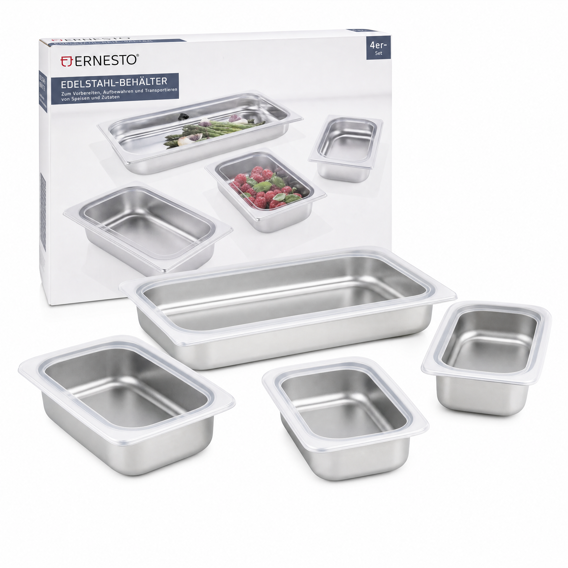 Set de 4 Recipientes de Acero Inoxidable Ernesto