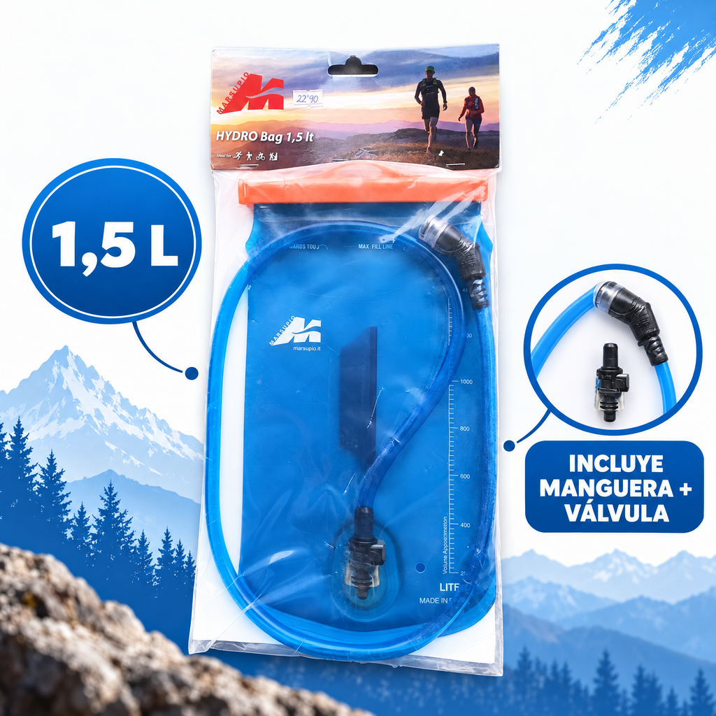 Marsupio Hydro Bag 1,5 L con Manguera y Válvula