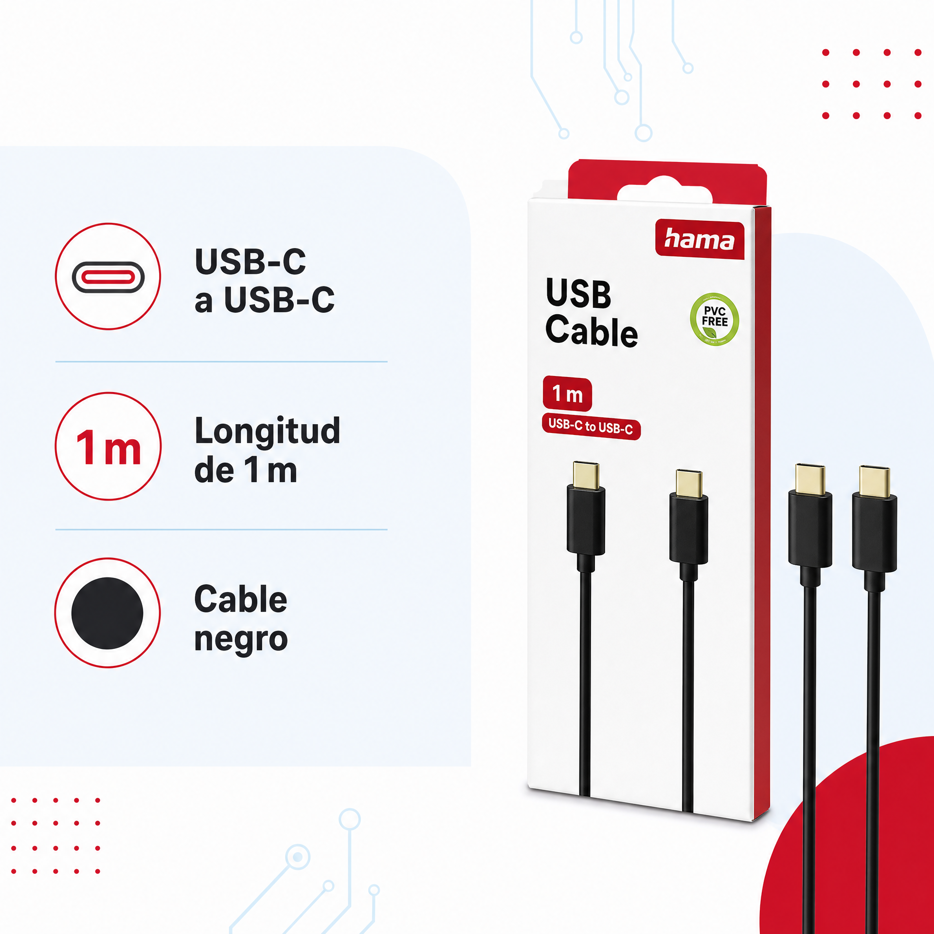 Hama Cable USB-C a USB-C 1 m (negro)