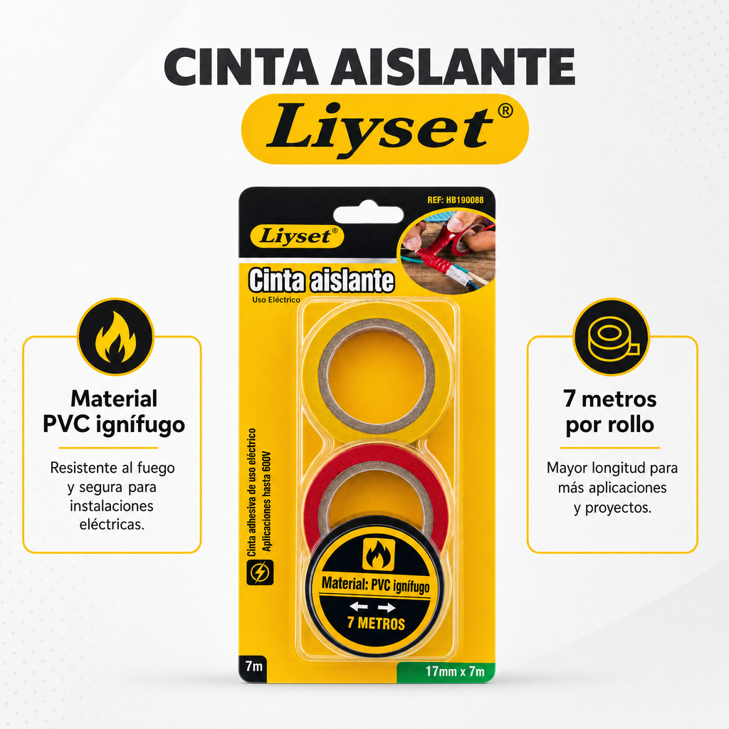 Liyset Cinta Aislante PVC 3 Rollos