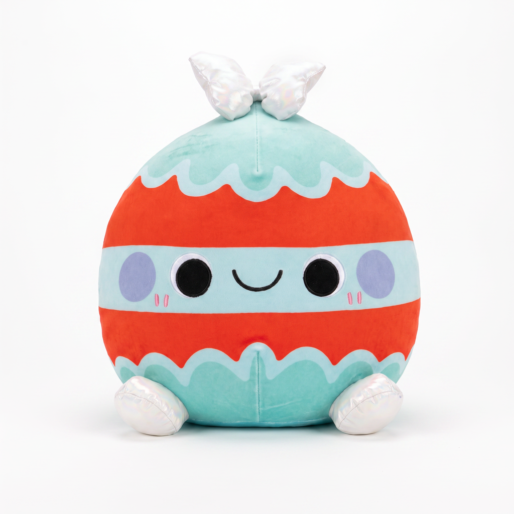 Peluche Decorativo Navideño Bola con Lazo Iridiscente