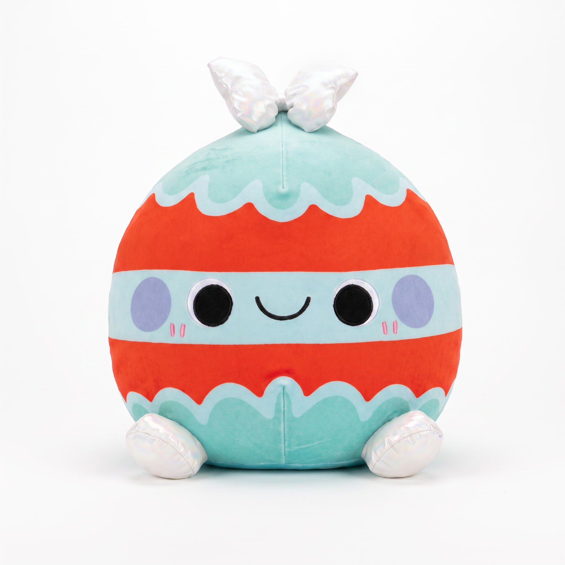Peluche Decorativo Navideño Bola con Lazo Iridiscente