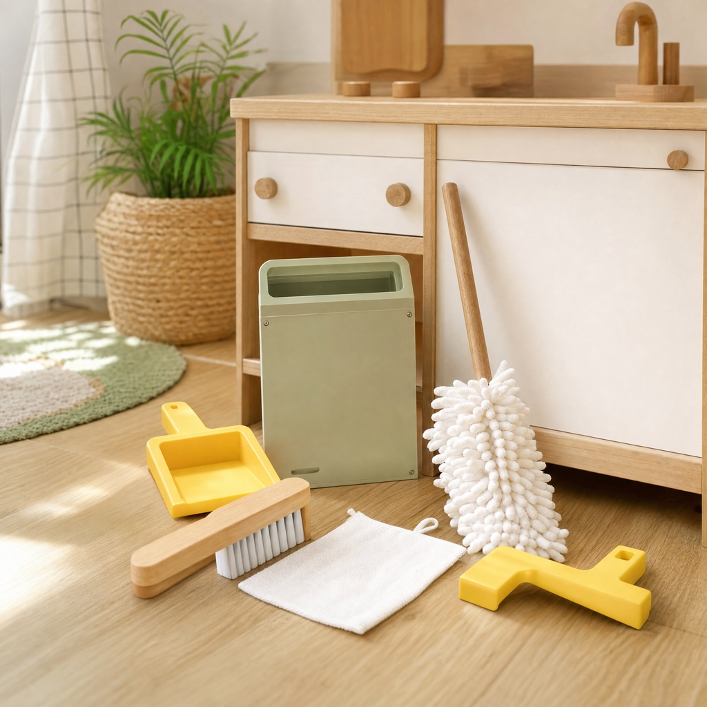 Toy Lino set de limpieza infantil con mopa y cepillos (3+)
