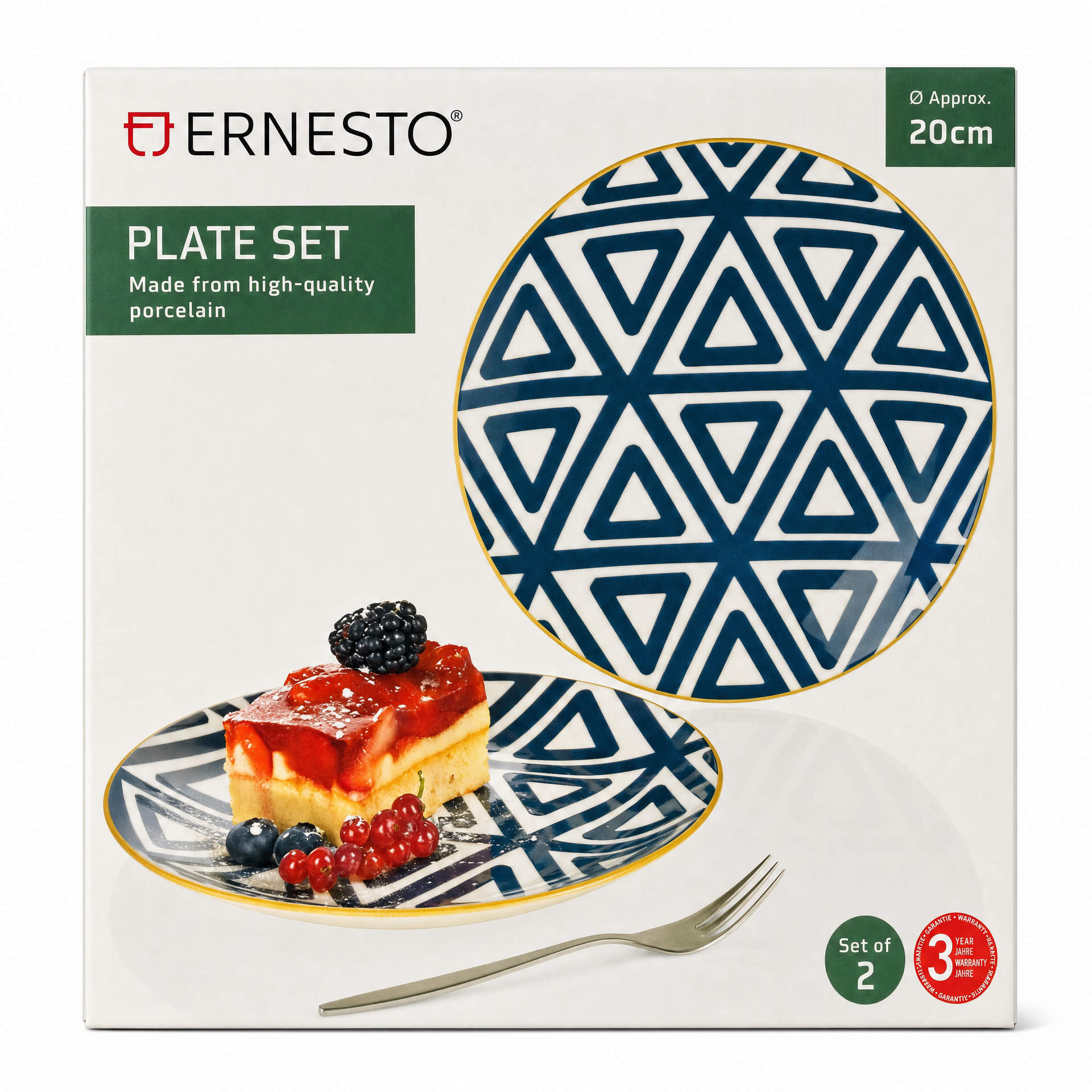 Ernesto juego de platos 20 cm con patrón geométrico