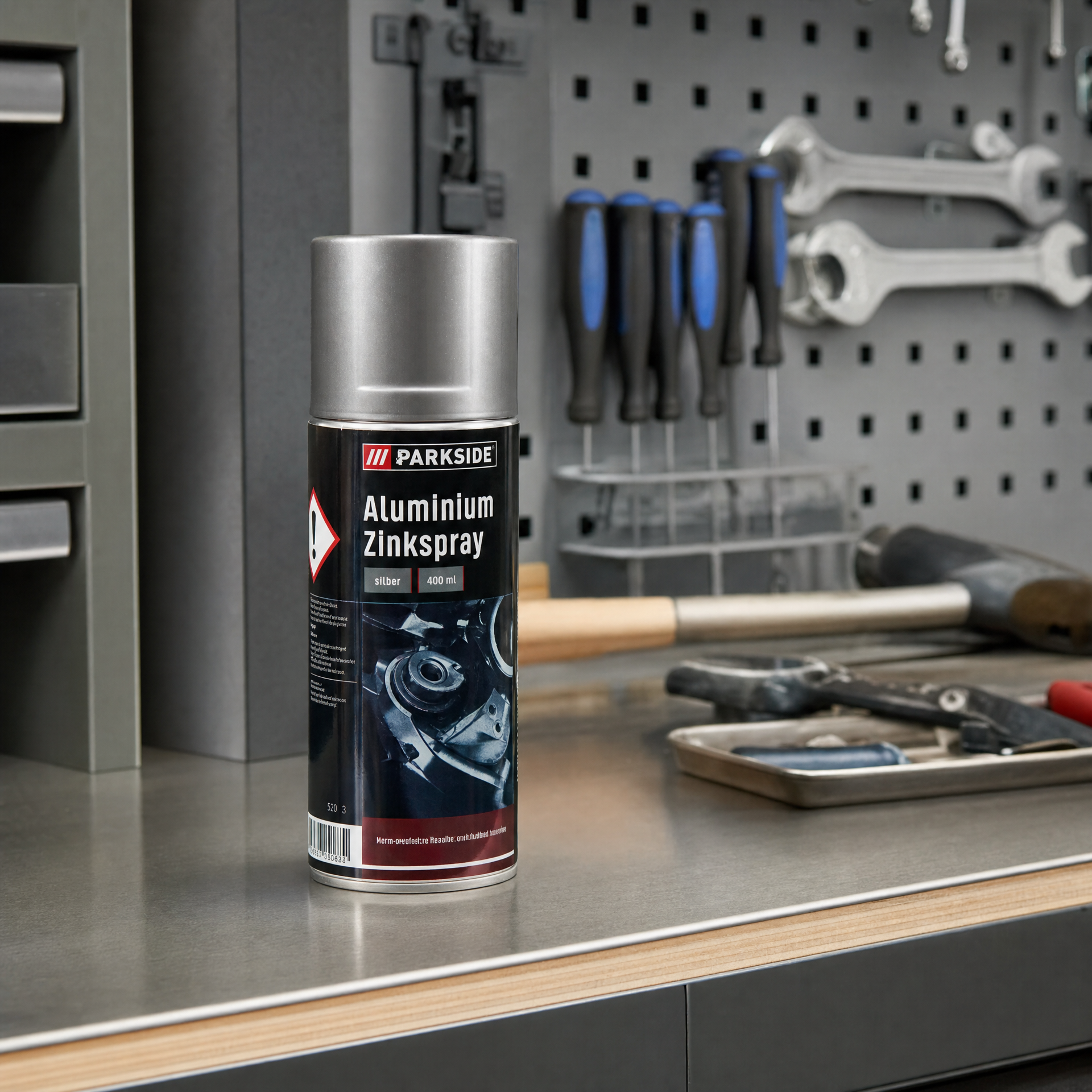 Parkside spray de zinc con acabado aluminio - tapa plateada