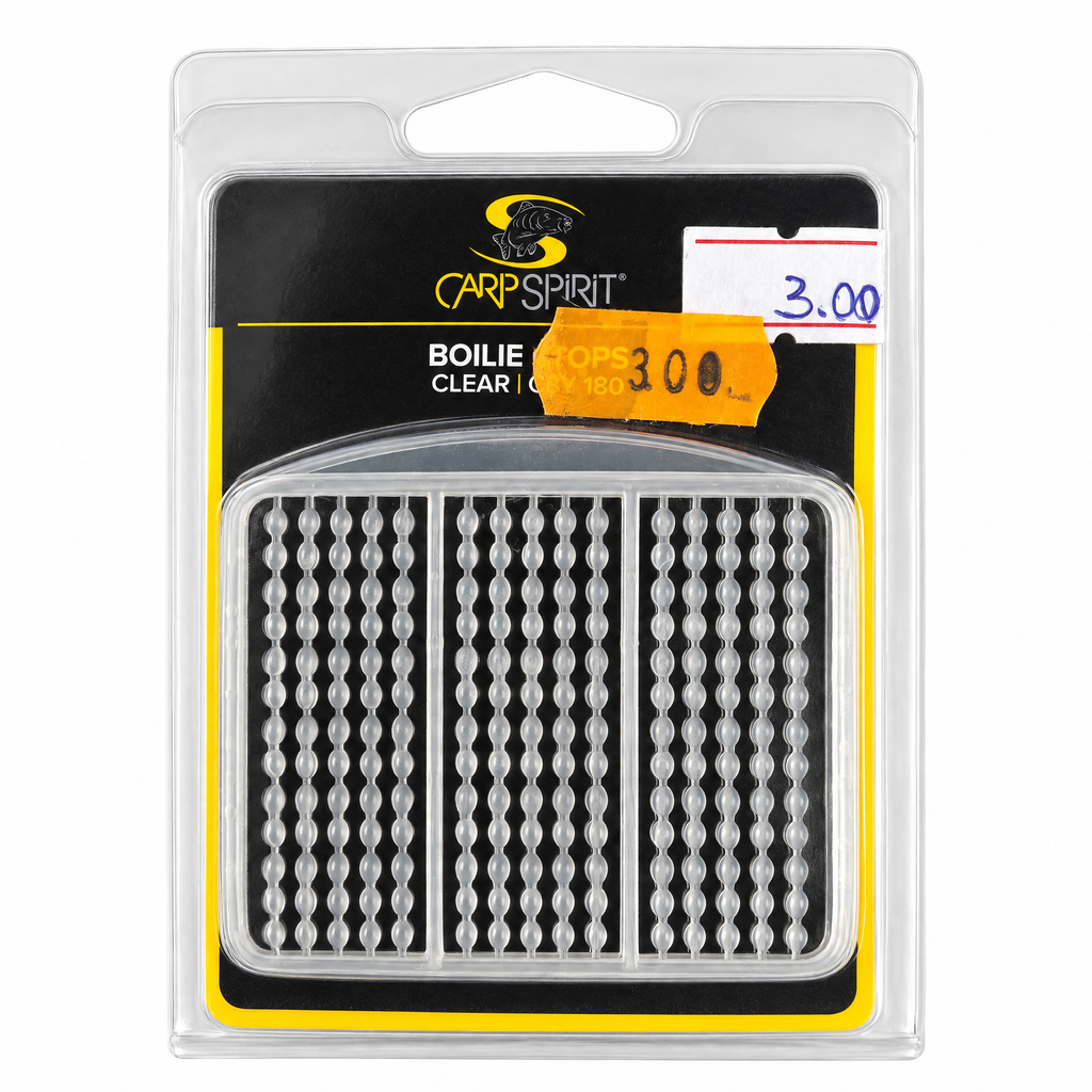 Carp Spirit Boilie Stops Clear, topes transparentes en envase