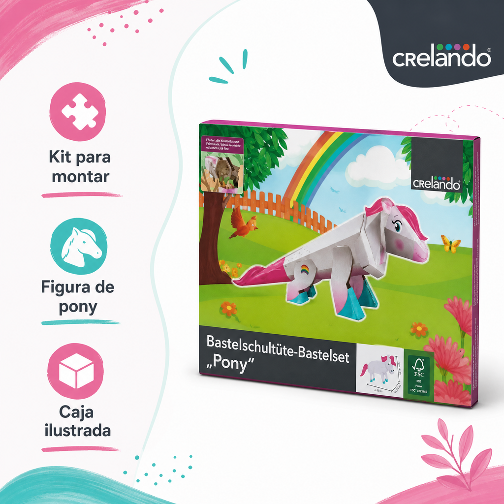 Crelando kit de manualidades: pony-unicornio rosa para montar