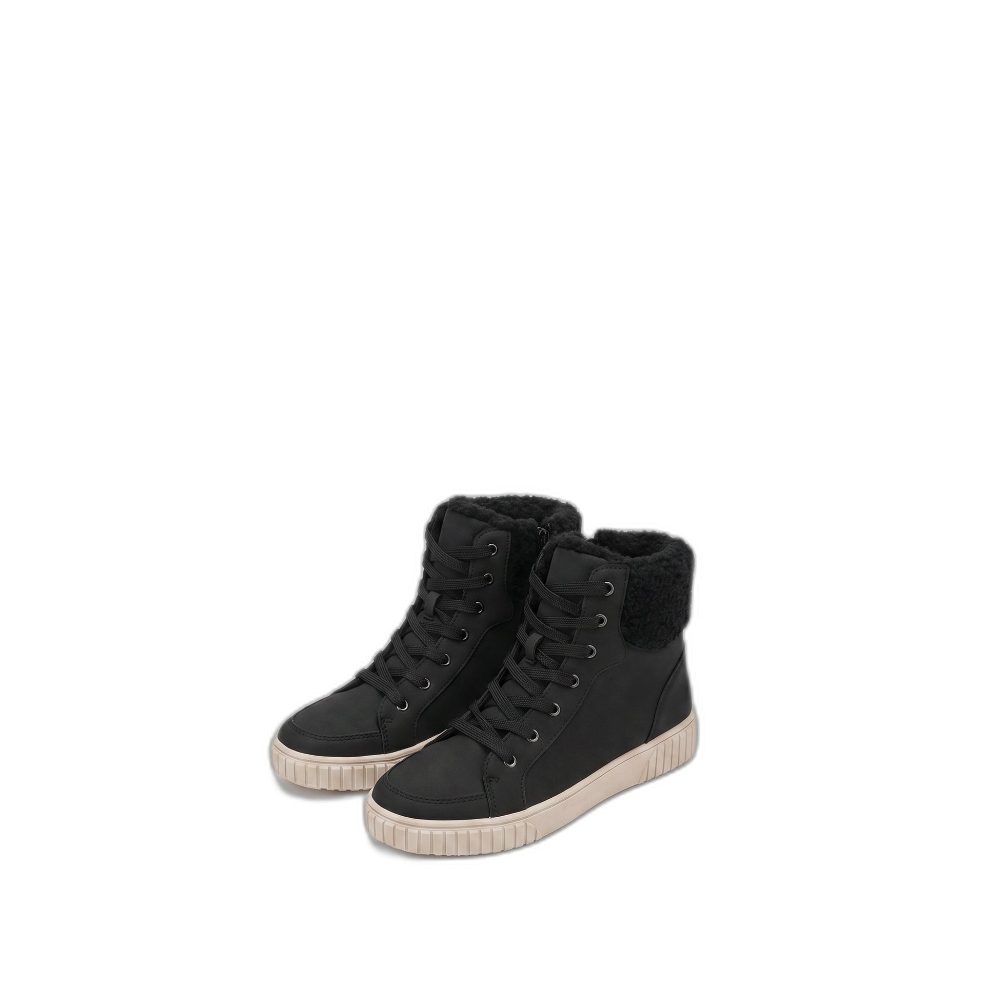 Botas Mujer Negras con Borrego — Cordones y Cremallera (Tallas 39-40)