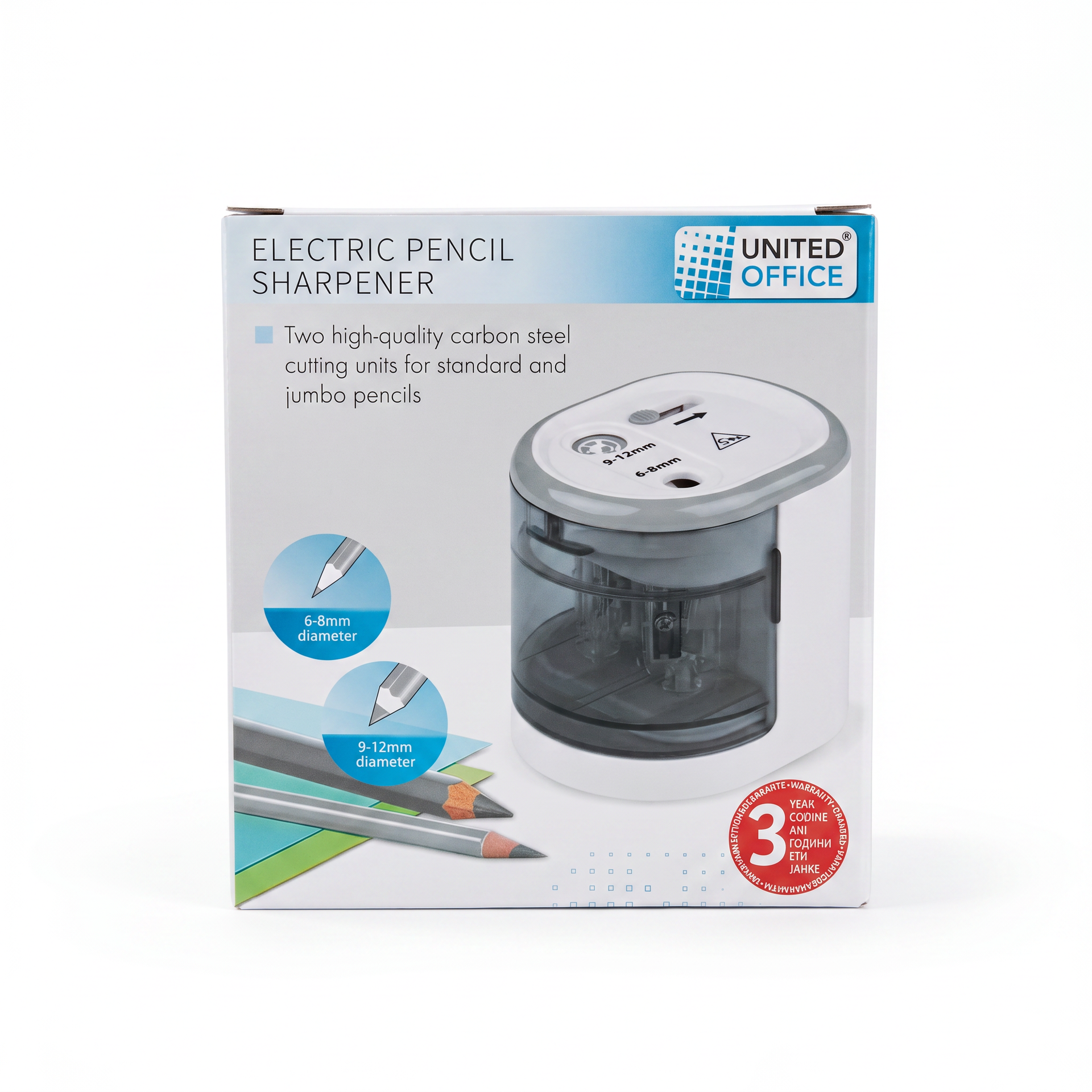 United Office Sacapuntas Eléctrico para Lápices Estándar y Jumbo