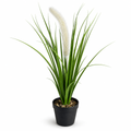 Planta artificial decorativa con espiga blanca y maceta negra