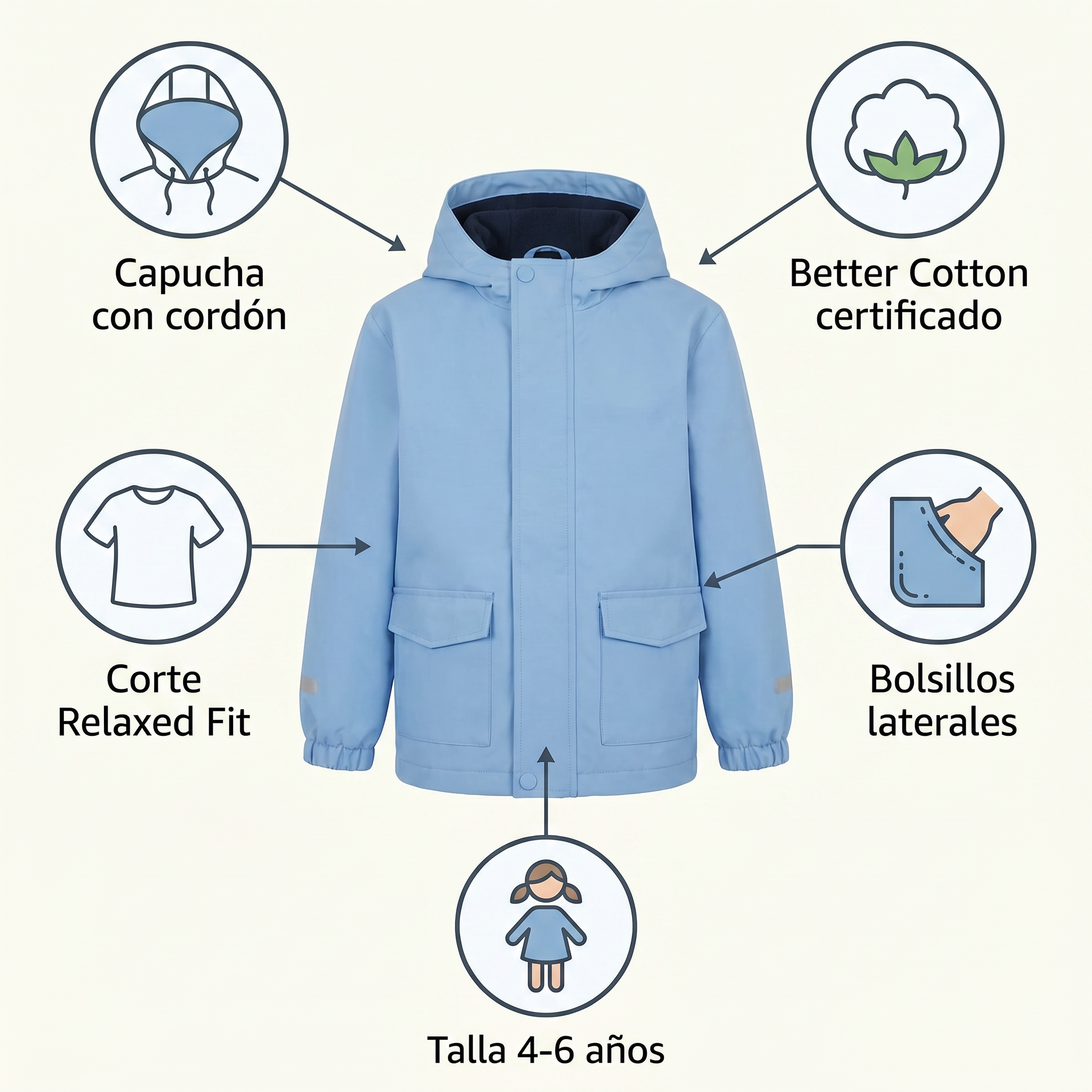 Parka Infantil Azul Claro Lily & Dan