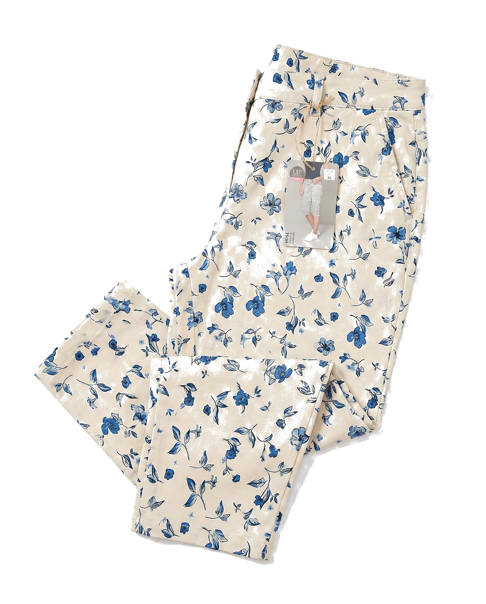Pantalón Pirata Mujer Up2Fashion — Flores Azules