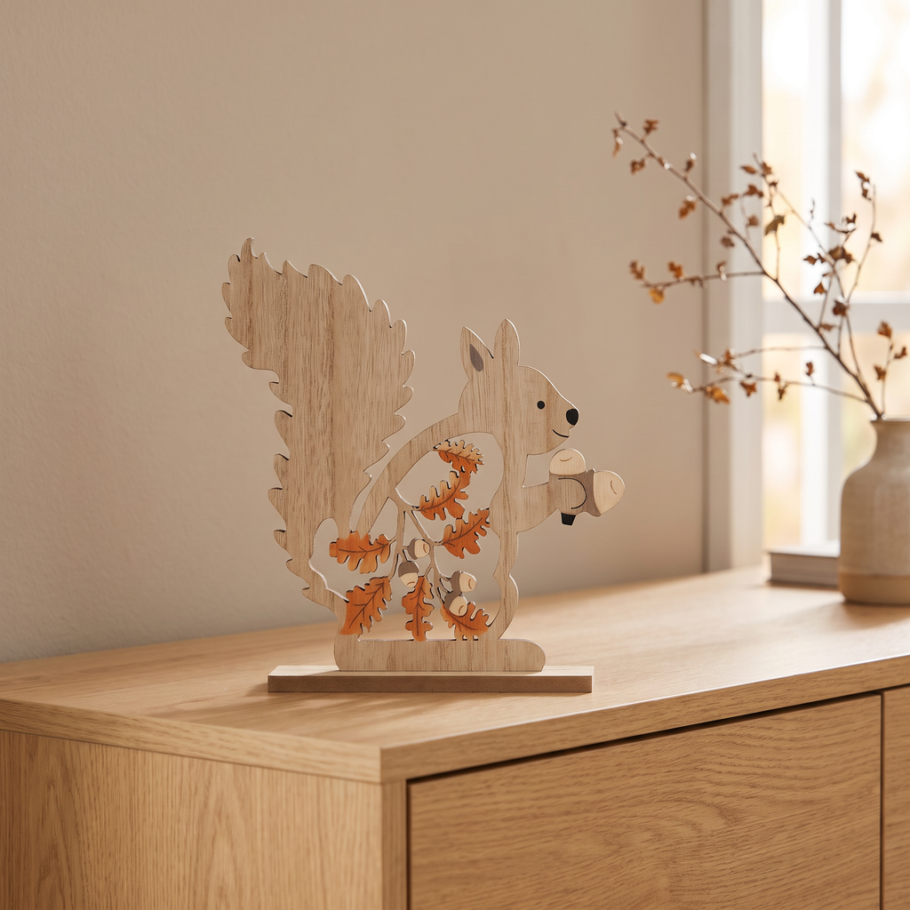 Melinera Figura Decorativa Ardilla de Madera 23,5 cm