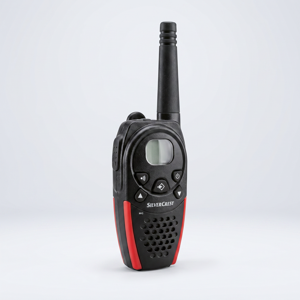 SilverCrest Walkie-Talkie PMR Negro y Rojo – 1 Unidad