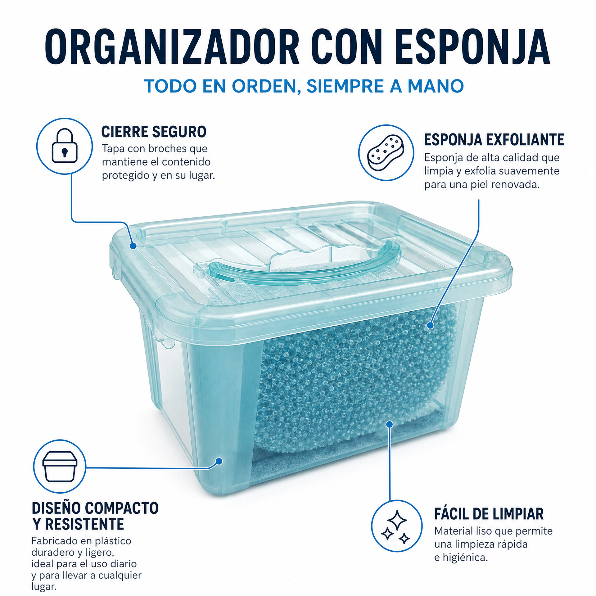 Caja Organizadora con Esponja Exfoliante
