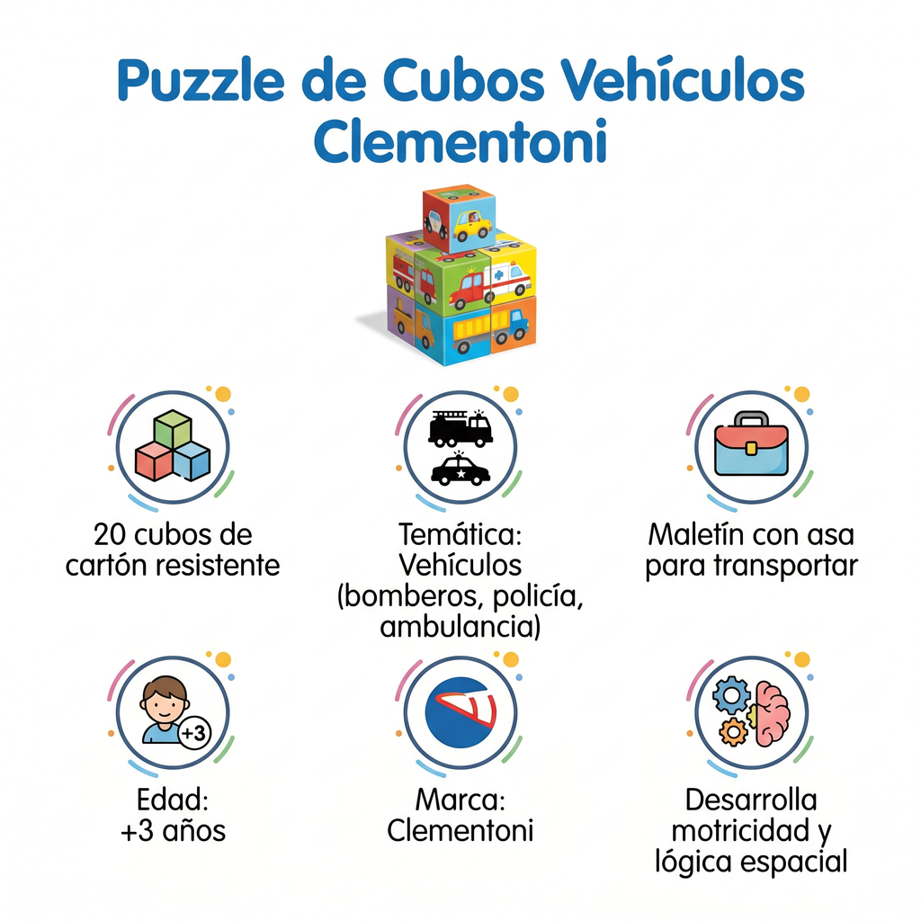 Puzzle de Cubos Vehículos Clementoni — 20 Cubos