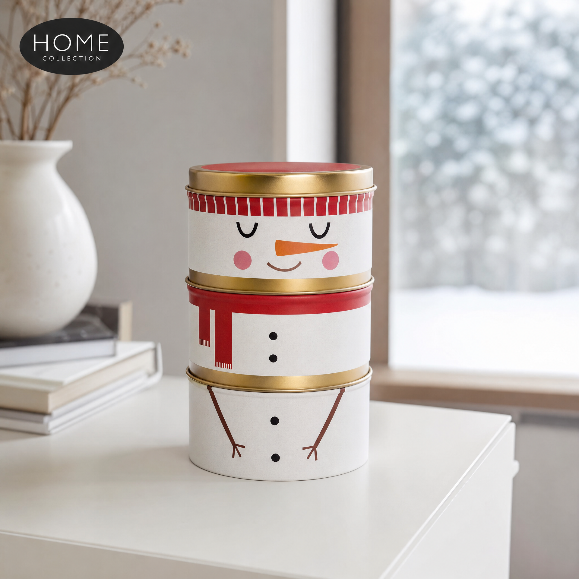 HOME Velas apilables en lata metálica — aroma vainilla cítrica