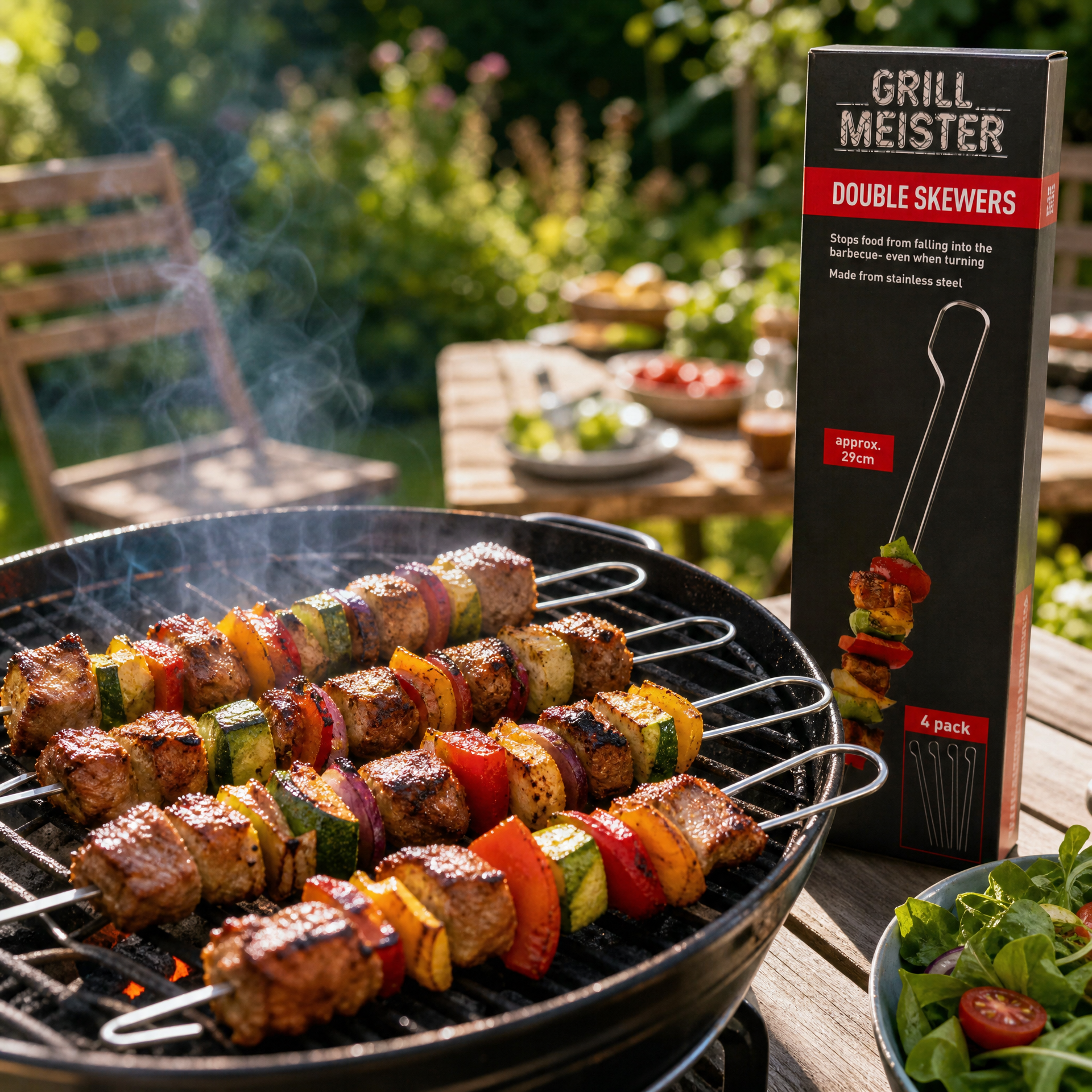 Grillmeister Brochetas Dobles Acero Inoxidable