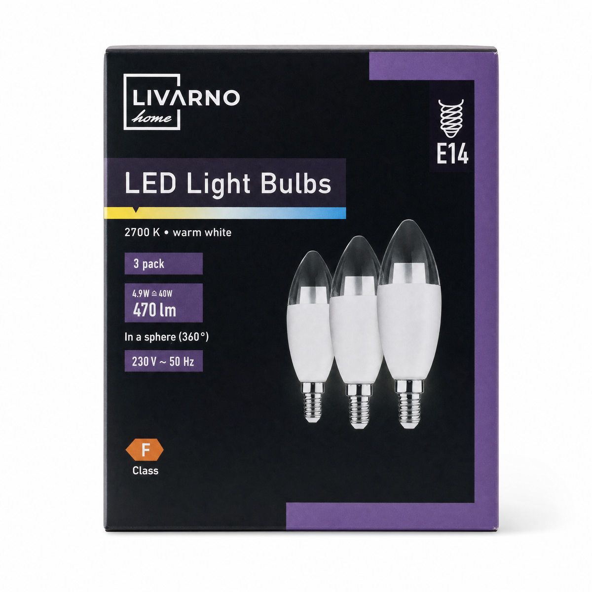 Pack 3 Bombillas LED Vela LIVARNO home E14 4,9 W · 470 lm
