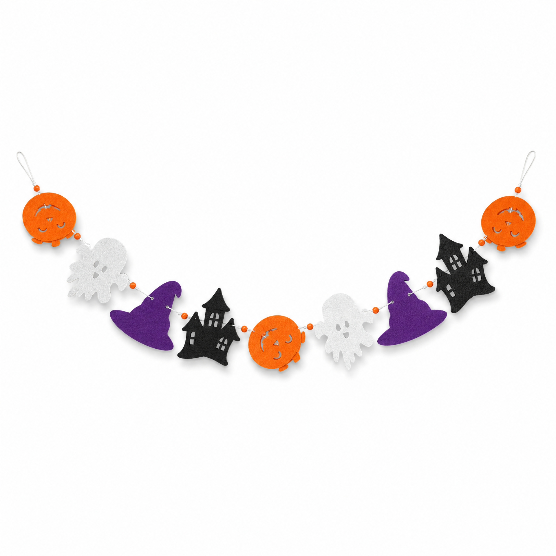 Guirnalda de Halloween con calabazas y fantasmas (fieltro)