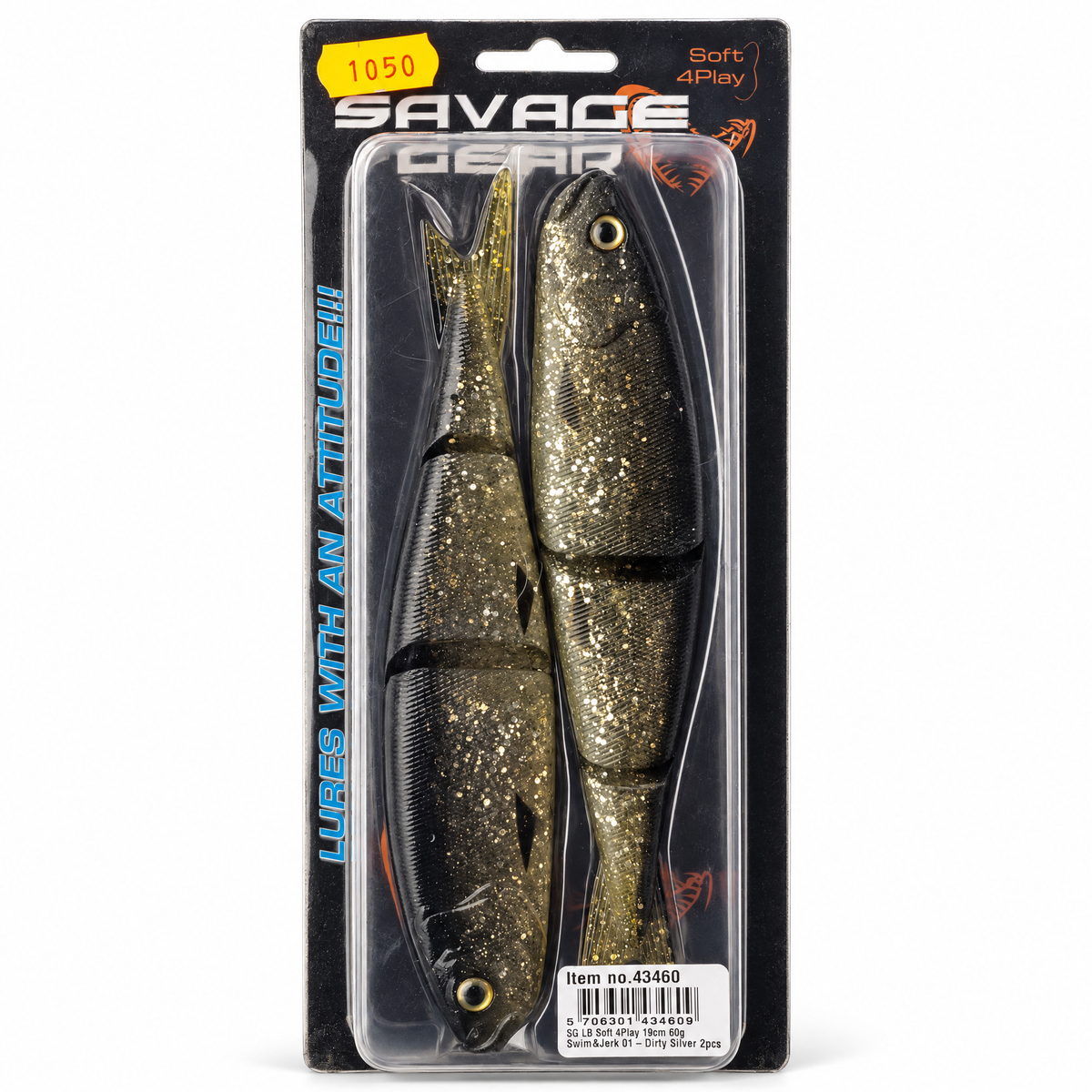 Savage Gear LB Soft 4Play 19 cm · 60 g · Dirty Silver x2 — presentación del producto sobre fondo blanco