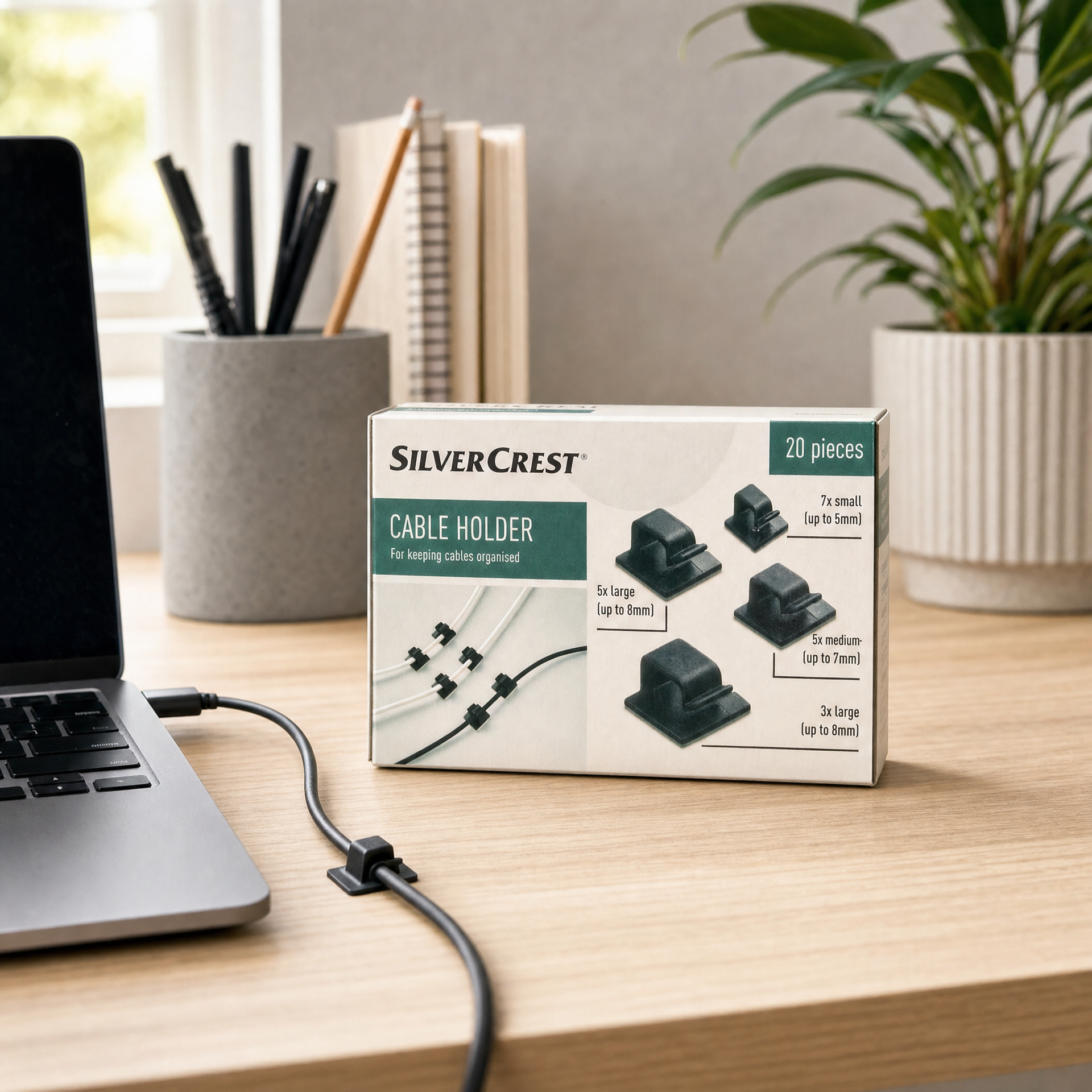 SilverCrest Set de 20 Organizadores Adhesivos para Cables