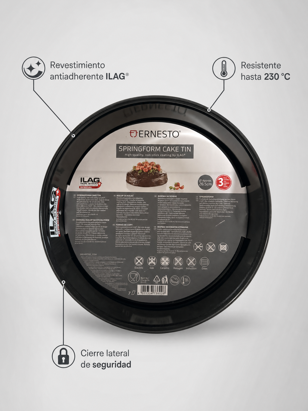 Ernesto Moldes de Horno en Acero con Revestimiento Antiadherente ILAG® hasta 230 °C