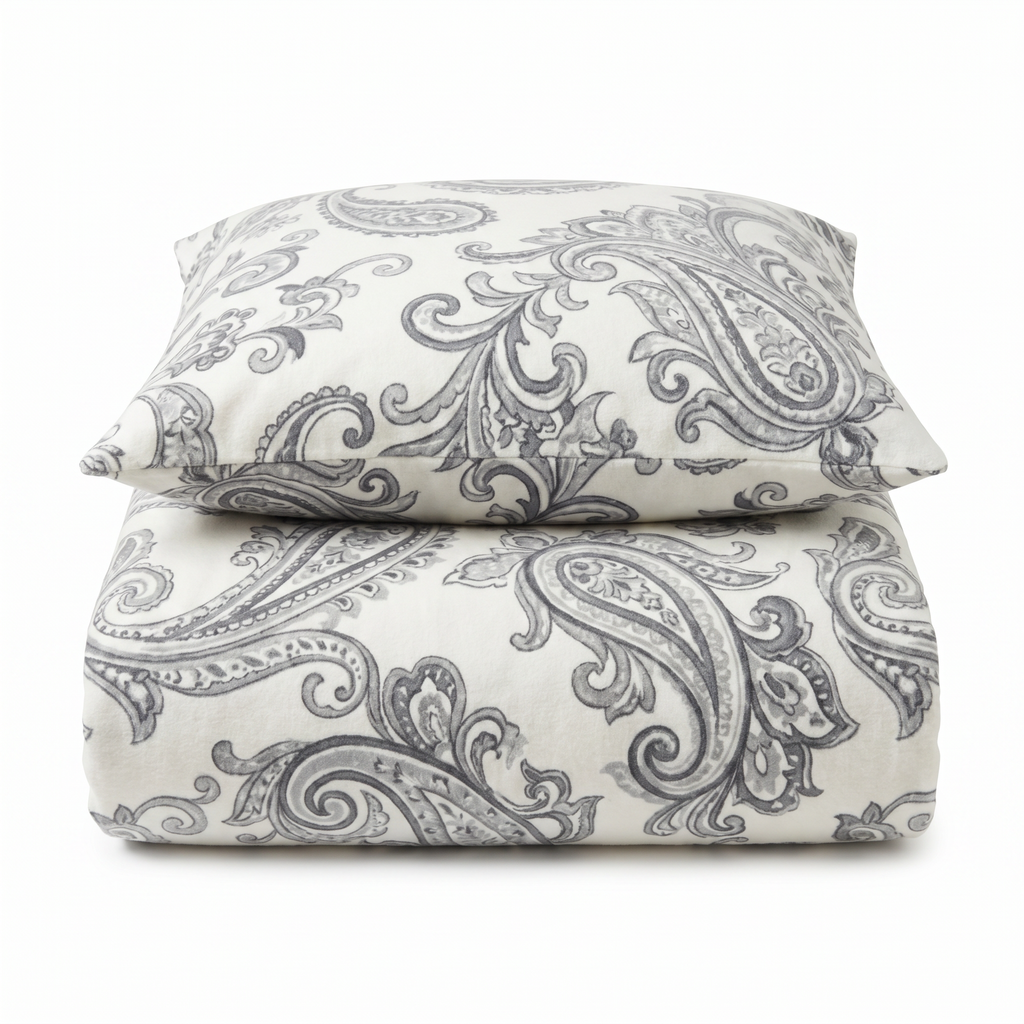 Ropa de Cama Franela Novitesse — Paisley Gris 135x200cm