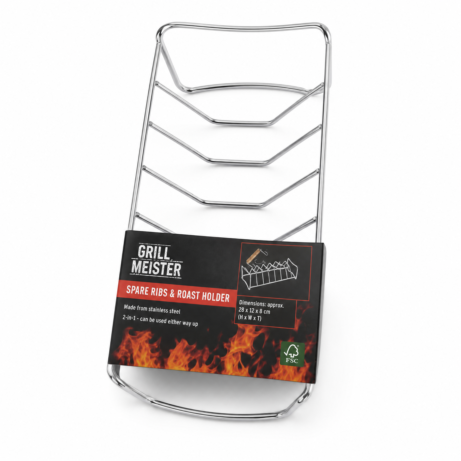 Grill Meister - Soporte para costillas y asados con ranuras separadoras