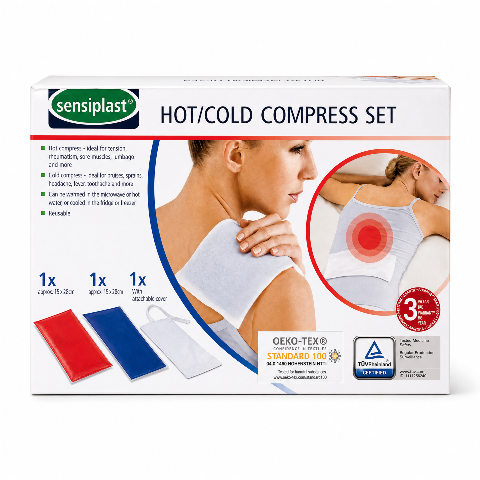Set de 2 compresas para terapia de frío y calor con funda acoplable