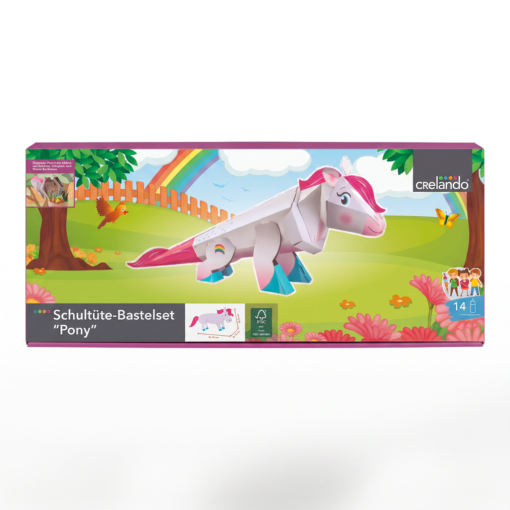 Crelando Set de Manualidades Cono Escolar Pony 14 Piezas