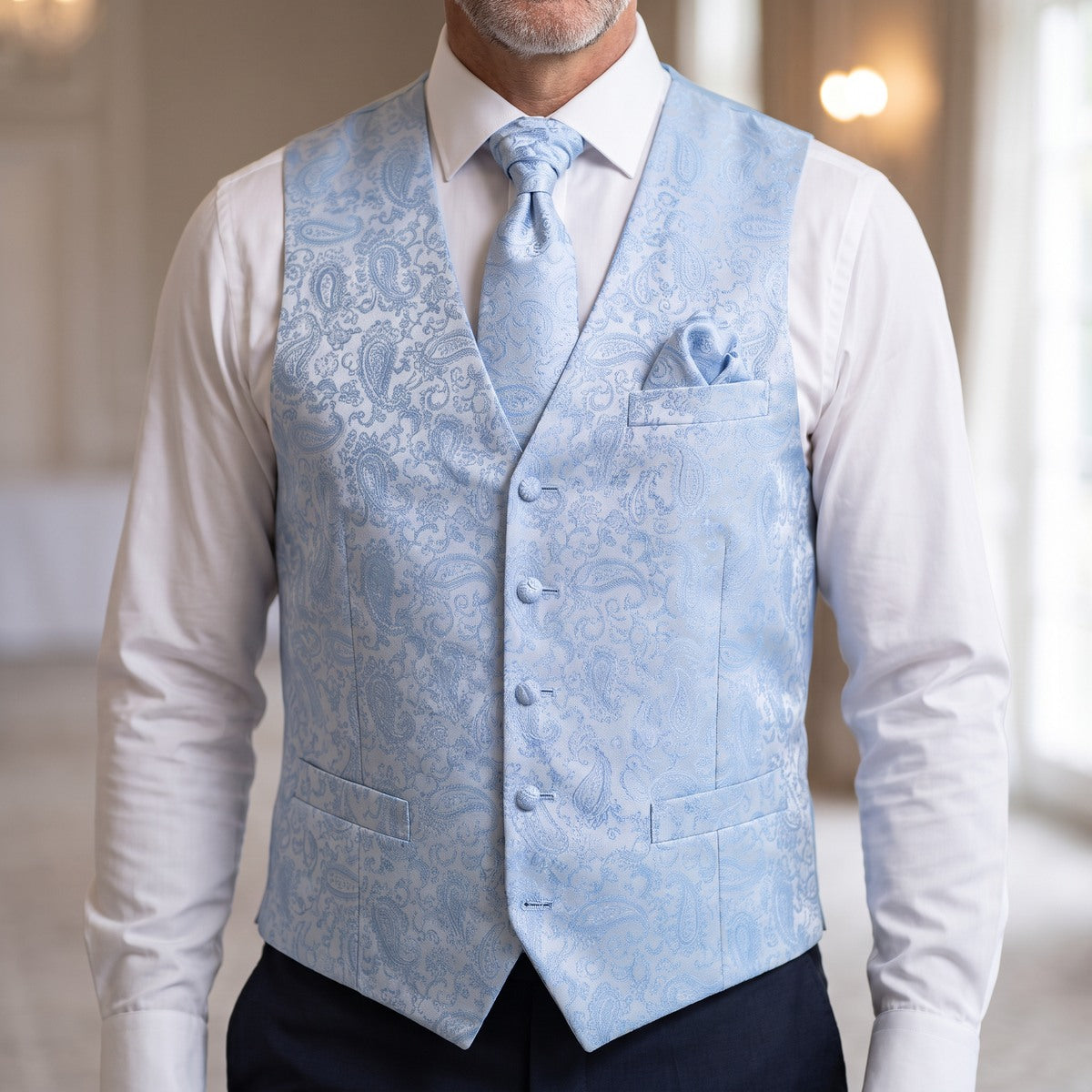 Set Ceremonia Savile Road Paisley Azul Claro (Talla Única)