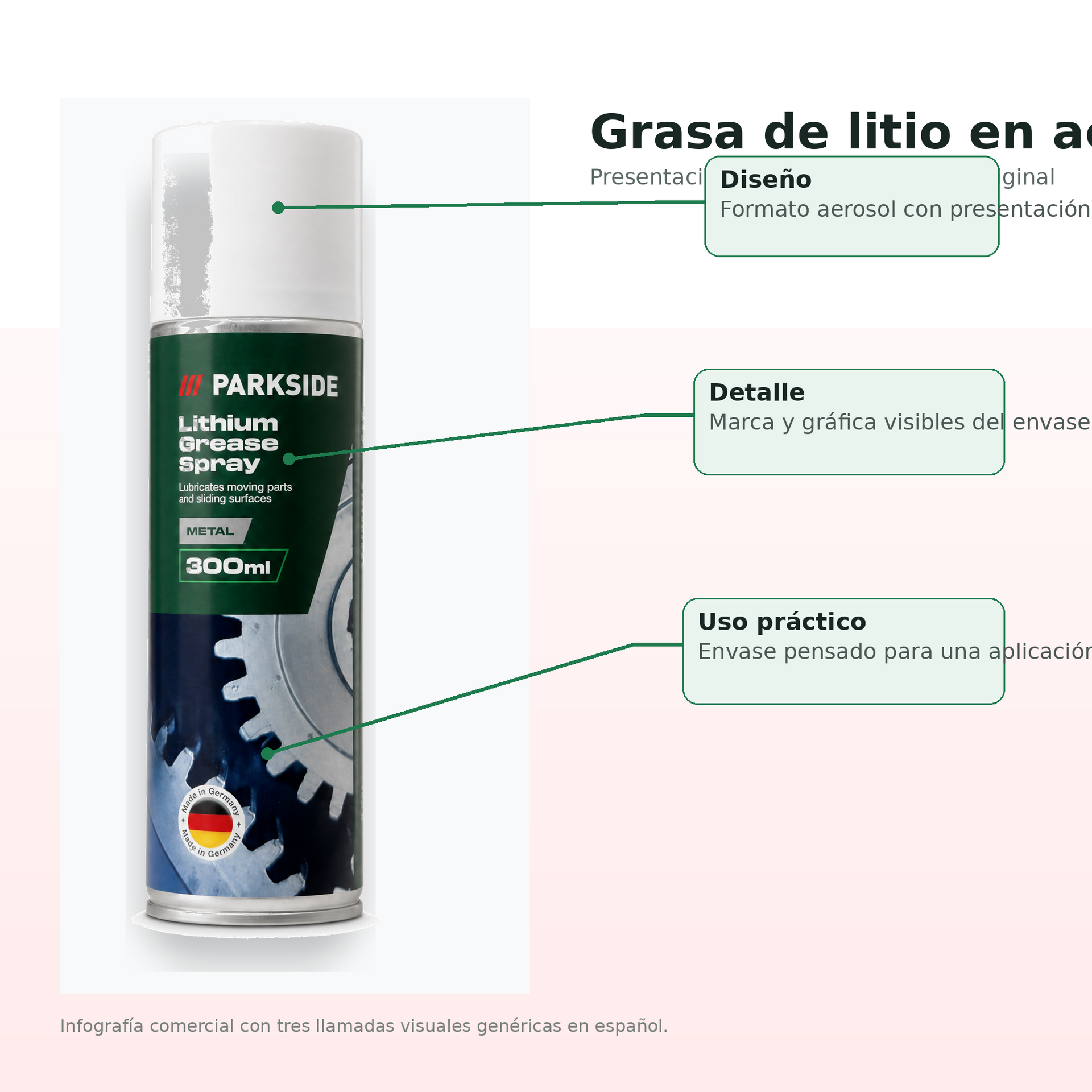 Parkside Grasa de litio en aerosol para bisagras, rodamientos y engranajes