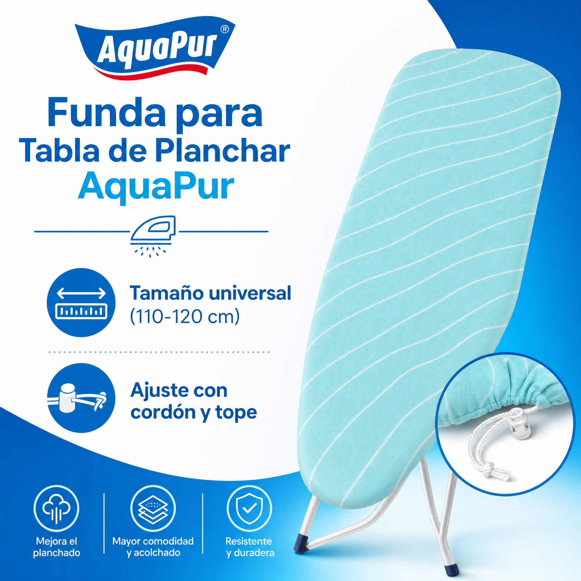 Funda para Tabla de Planchar AquaPur con Estampado Azul
